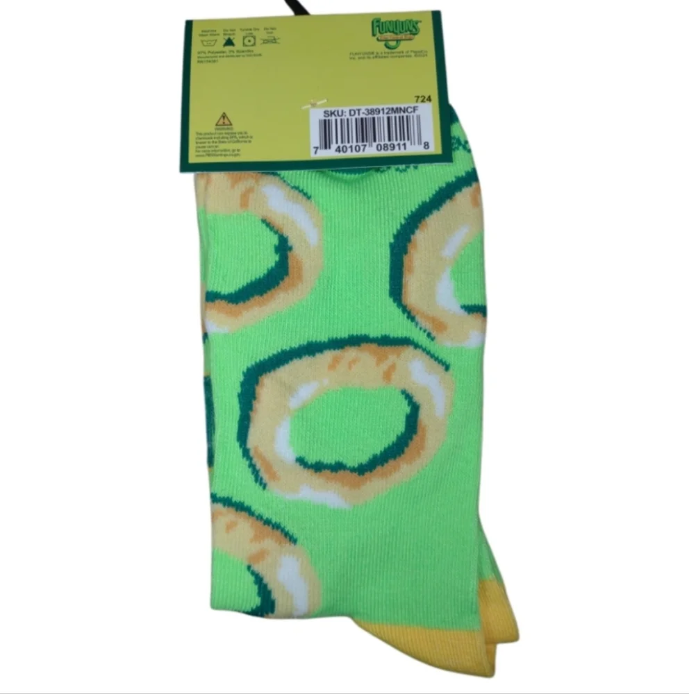 Funyuns Novelty Crew Socks Bright Green Unisex Bundle And Save